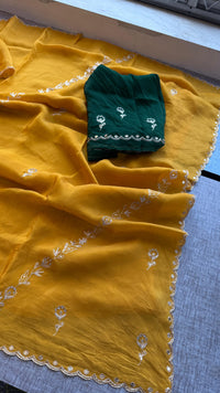 Soft Crepe Silk Saree with Zarkan & Kasab Embellishment