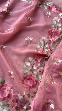 Soft Linen Saree with Multicolor Embroidered Highlights