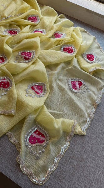 Tissue Handloom Banarasi Silk Saree with Pearl & Gotapatti