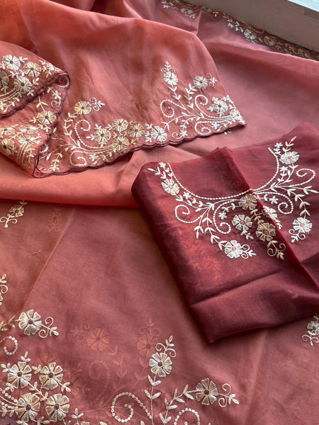 Soft Crepe Silk Saree with Zarkan & Kasab Embellishment