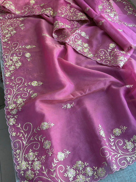 Soft Crepe Silk Saree with Zarkan & Kasab Embellishment