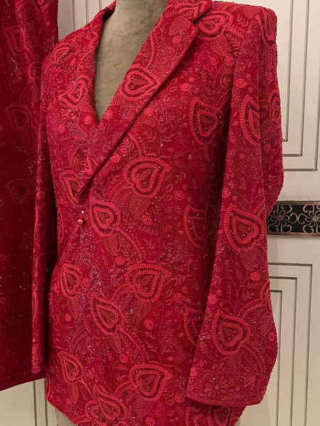 Surrkkh Laal Ek-Taar Blazer Set – Premium Wedding Wear