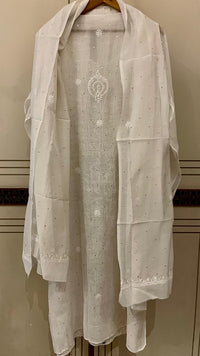 Mul Chanderi Kurta Set with Sequin, Katdana & Kasab