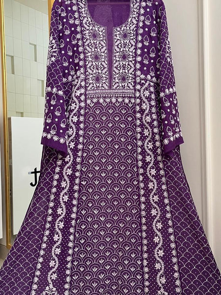 Mul Chanderi Kalidar Set with Pearl & Katdana Work