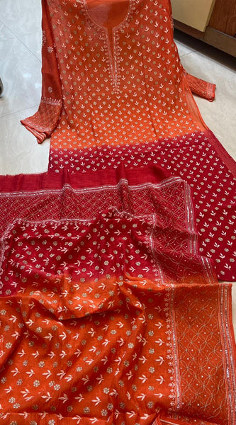 Mul Chanderi Kurta Set with Sequins, Katdana & Kasab