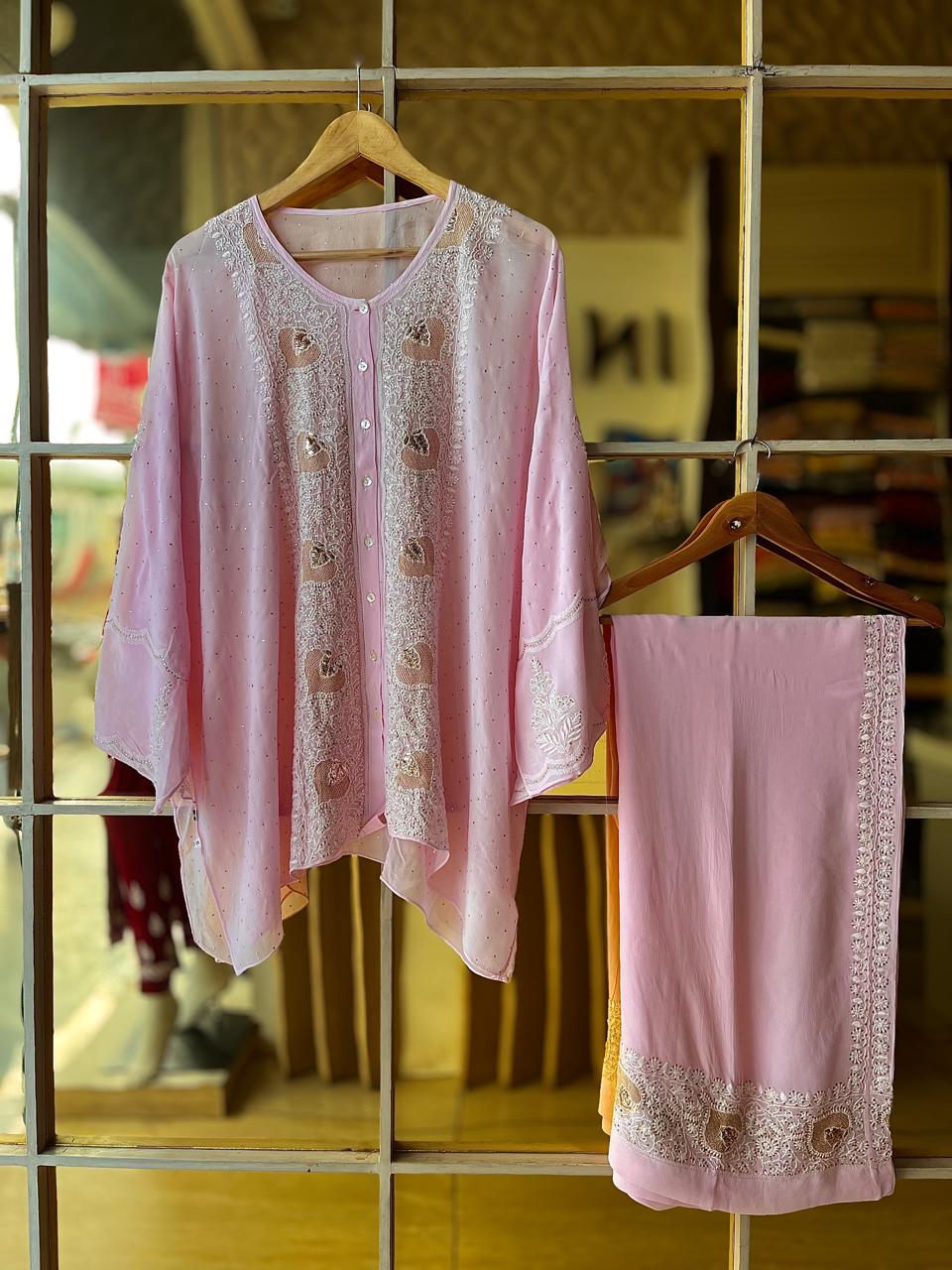 Pure Georgette Co-Ord Set with Mukaish Pitta Work