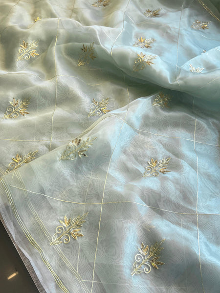 Soft Organza Saree with Zardozi & Pearl Hand Embroidery