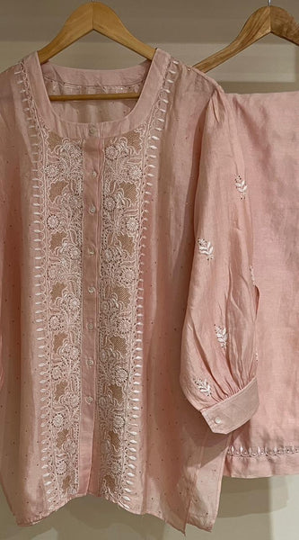 Pure Chanderi Embellished Co-ord Set for Women