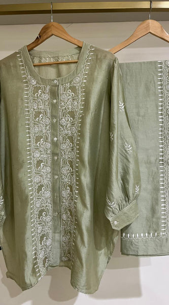 Pure Chanderi Embellished Co-ord Set for Women