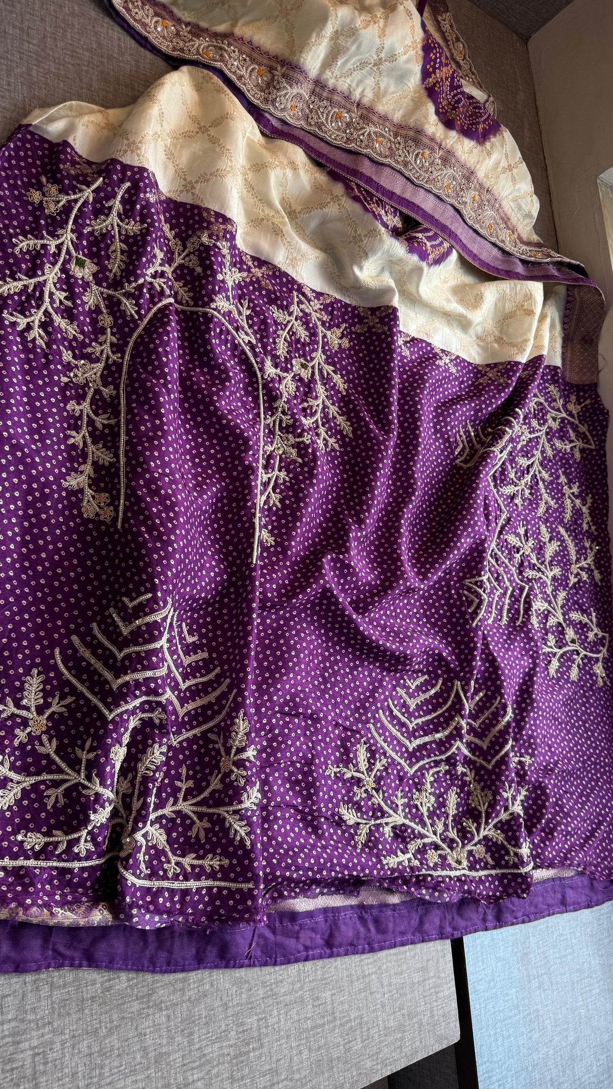 Banarasi Munga Silk Saree with Zardozi & Pearl Work