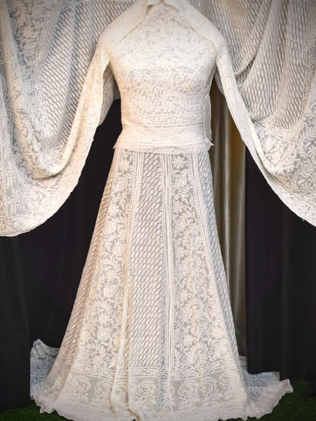 Pure Georgette Heavy Bridal Lehenga with Lucknowi & Hand Jaali Work