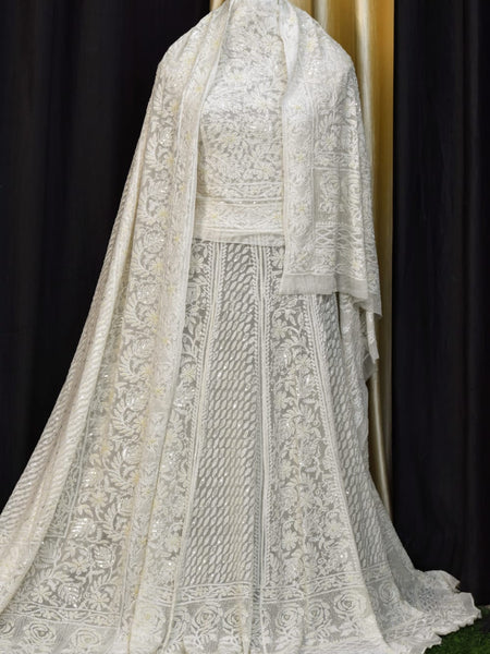 Pure Georgette Heavy Bridal Lehenga with Lucknowi & Hand Jaali Work