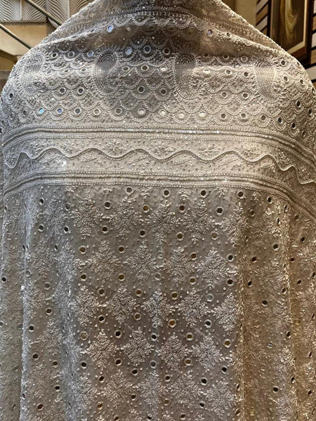 Pure Georgette Bridal Lehenga with Pearl, Sequin & Mirror Work