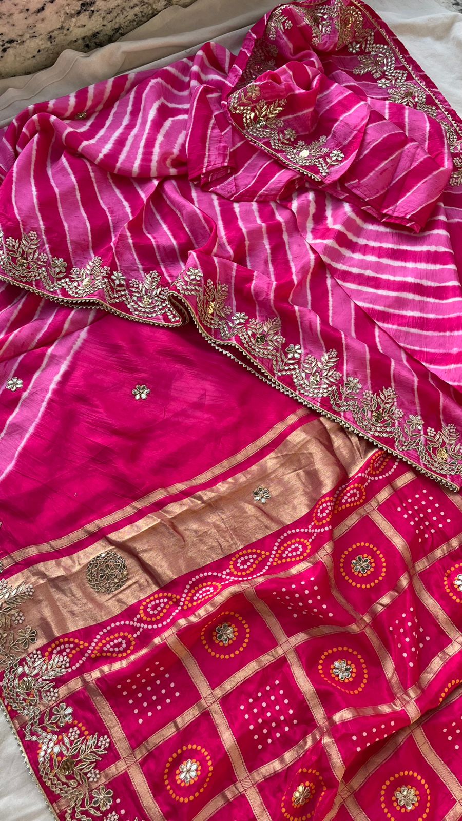 Pure Silk Wedding Saree with Handwork Gotta Patti, Zardozi & Sequins