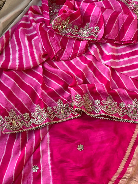 Pure Silk Wedding Saree with Handwork Gotta Patti, Zardozi & Sequins