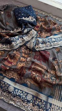 Pure Munga Silk Banarasi Saree with Handcrafted Gota Patti Zardozi and Cutdana Embroidery