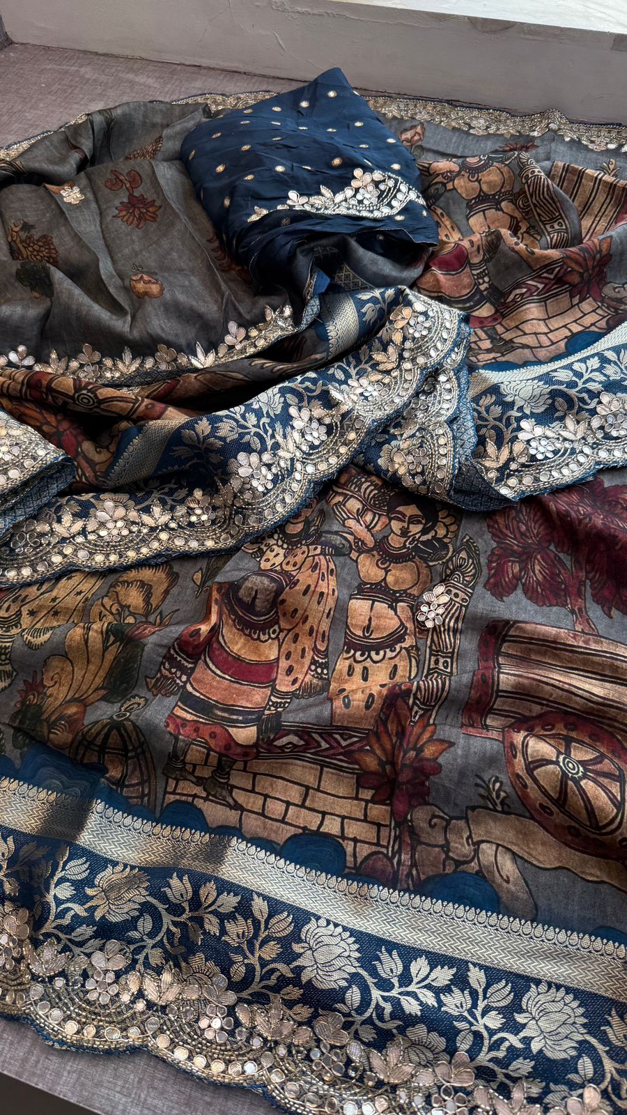 Pure Munga Silk Banarasi Saree with Handcrafted Gota Patti Zardozi and Cutdana Embroidery