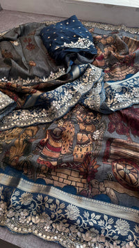 Pure Munga Silk Banarasi Saree with Handcrafted Gota Patti Zardozi and Cutdana Embroidery