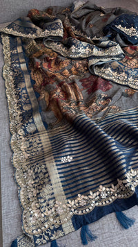 Pure Munga Silk Banarasi Saree with Handcrafted Gota Patti Zardozi and Cutdana Embroidery
