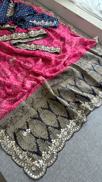 Pure Munga Silk Banarasi Saree with Handcrafted Gota Patti Zardozi and Cutdana Embroidery