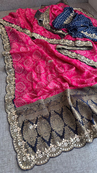 Pure Munga Silk Banarasi Saree with Handcrafted Gota Patti Zardozi and Cutdana Embroidery