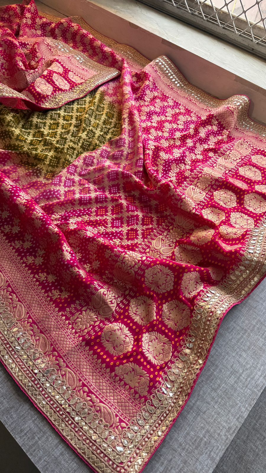 Regal Meena Banarasi Khaddi Georgette Dupatta With Zardozi Detailing