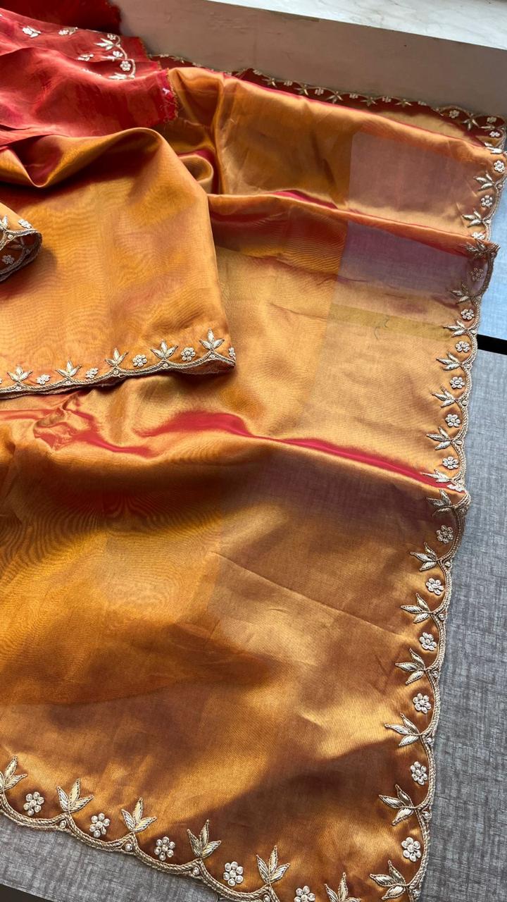 Zardozi Sequins And Pearl On Tissue Silk · 36 Artisan Hours of work · The Noor Edit
