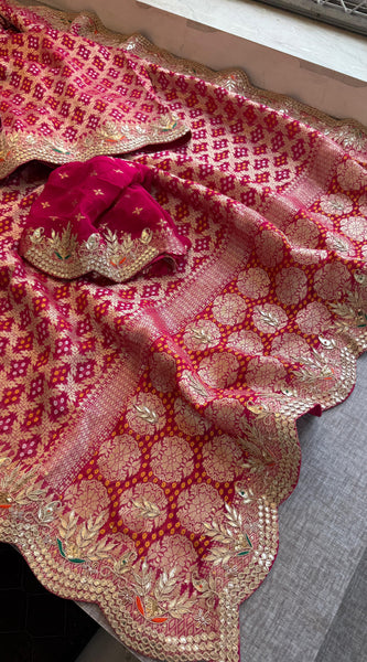 Munga Silk Banarasi Saree with Pearl, Resham & Kutdana