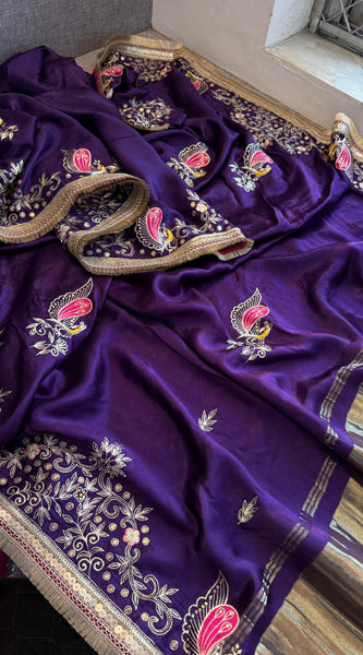 Gajji Silk Banarasi Saree with Zardozi & Pearl Detailing