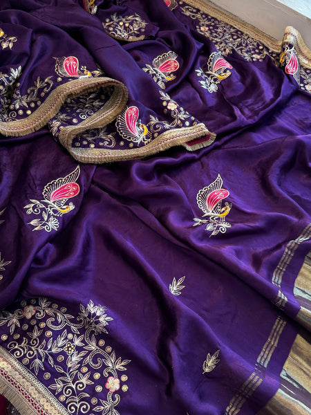 Gajji Silk Banarasi Saree with Zardozi & Pearl Detailing