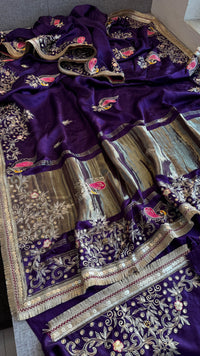 Gajji Silk Banarasi Saree with Zardozi & Pearl Detailing