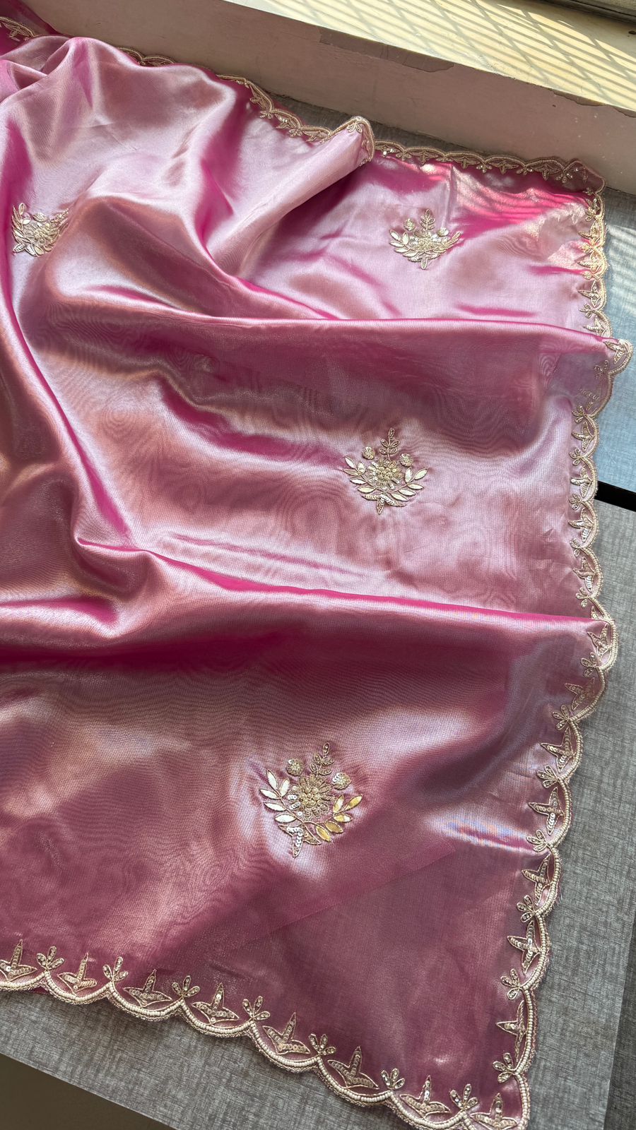 Zardozi And Gotta Patti On Pure Tissue Handloom Silk · 56 Artisan Hours of work · The Zari Edit