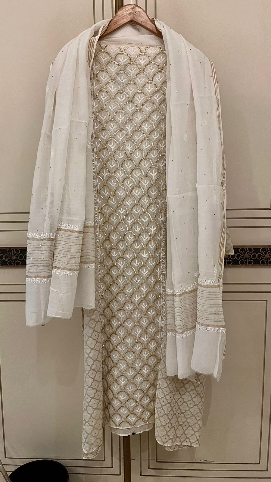 Zari Katdana And Sequins On Pure Mul Chanderi · 32 Artisan Hours of work · The Hazratganj Edit