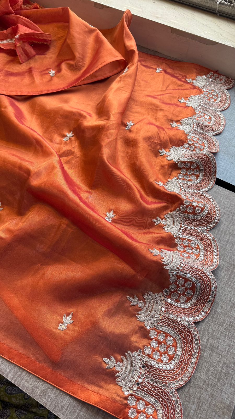 Zardozi Sequins And Pearl On Tissue Silk · 56 Artisan Hours of work · The Shringar Edit