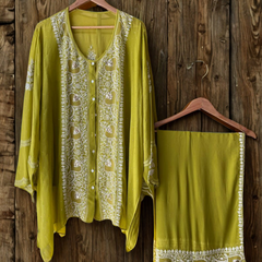 Georgette Semi-Stitched Co-ord Set with Mukaish Work