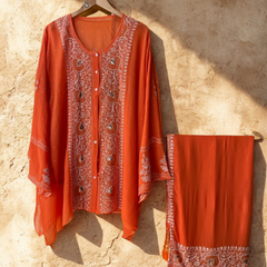 Georgette Semi-Stitched Co-ord Set with Mukaish Work