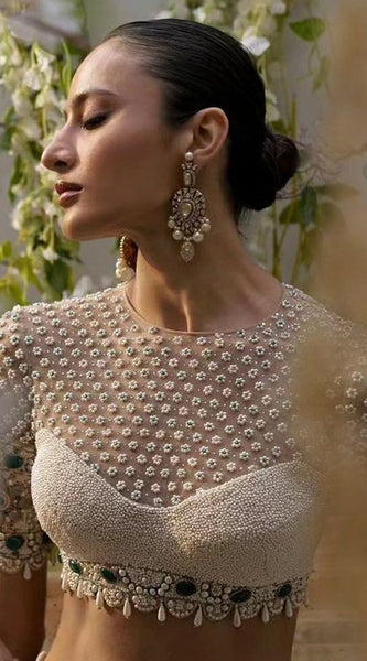 Ivory Pearl Work Blouse