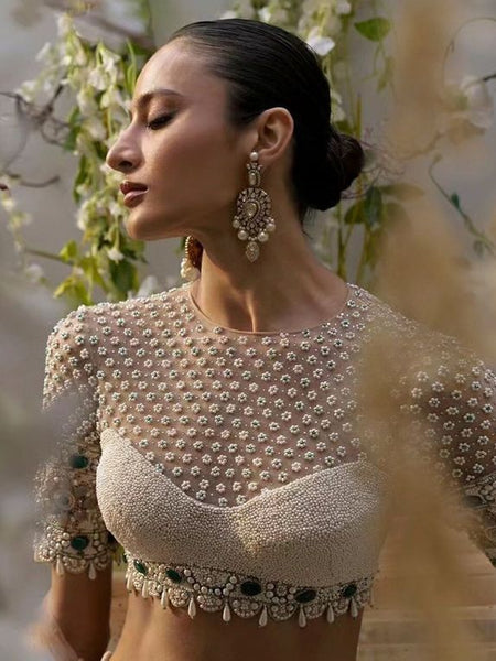 Ivory Pearl Work Blouse