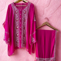 Georgette Semi-Stitched Co-ord Set with Mukaish Work