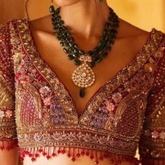 Red Beaded Heavy Top Blouse – A Glamorous Statement