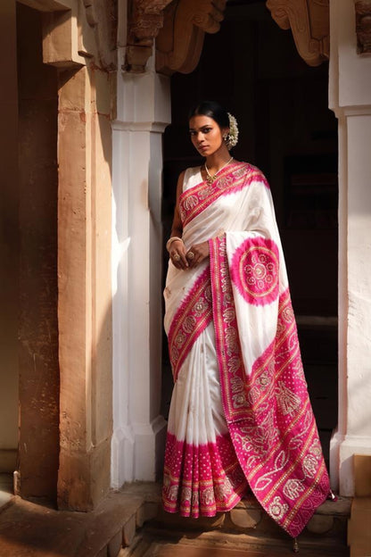 Gotta Patti On Munga Silk Digital Print · 24 Artisan Hours of work · The Mehfil Edit