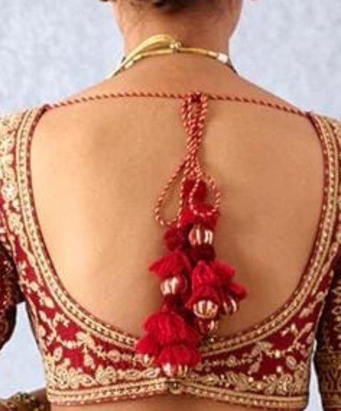Red Beaded Heavy Top Blouse – A Glamorous Statement