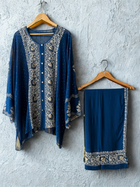 Georgette Semi-Stitched Co-ord Set with Mukaish Work