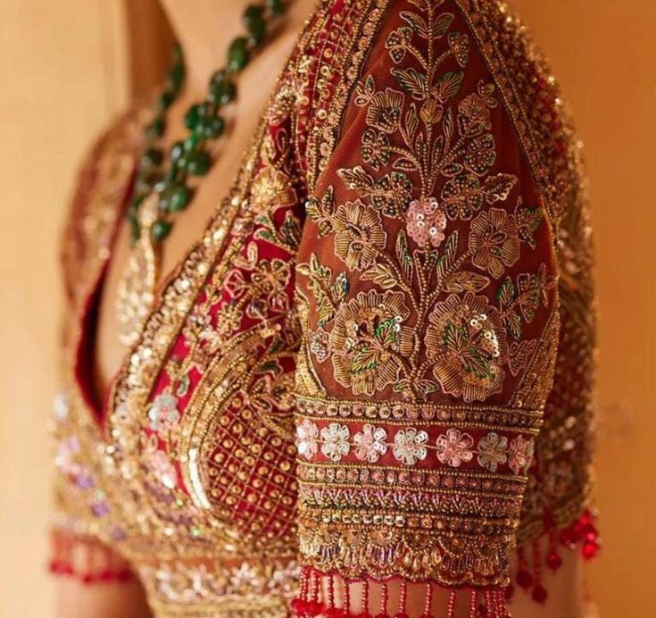 Red Beaded Heavy Top Blouse – A Glamorous Statement