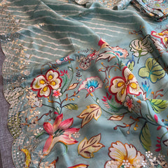 Munga Crepe Silk Saree with Gotapatti & Pearl Embroidery