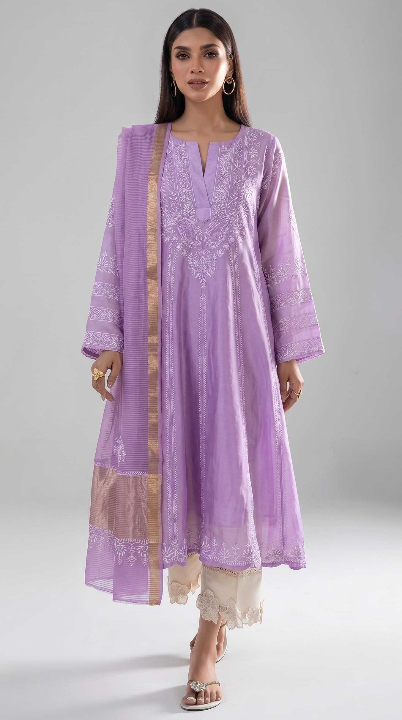 Chikankari And Sequins On Chanderi Silk · 36 Artisan Hours of work · The Begum Edit
