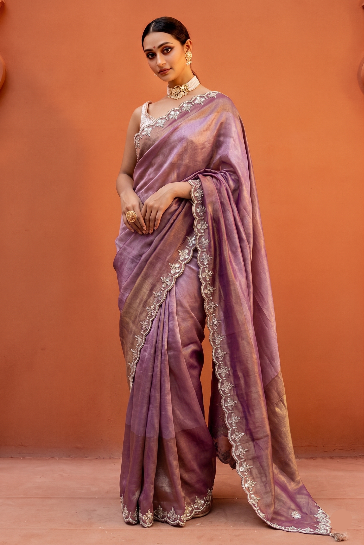 Kutdana Pearl And Sequins On Munga Silk Jacquard · 40 Artisan Hours of work · The Shringar Edit