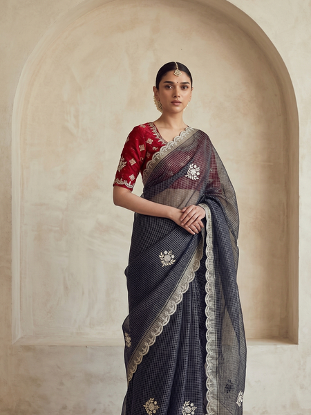 Elegant Tissue Silk Banarasi Saree With Zardozi & Gotapatti Handwork