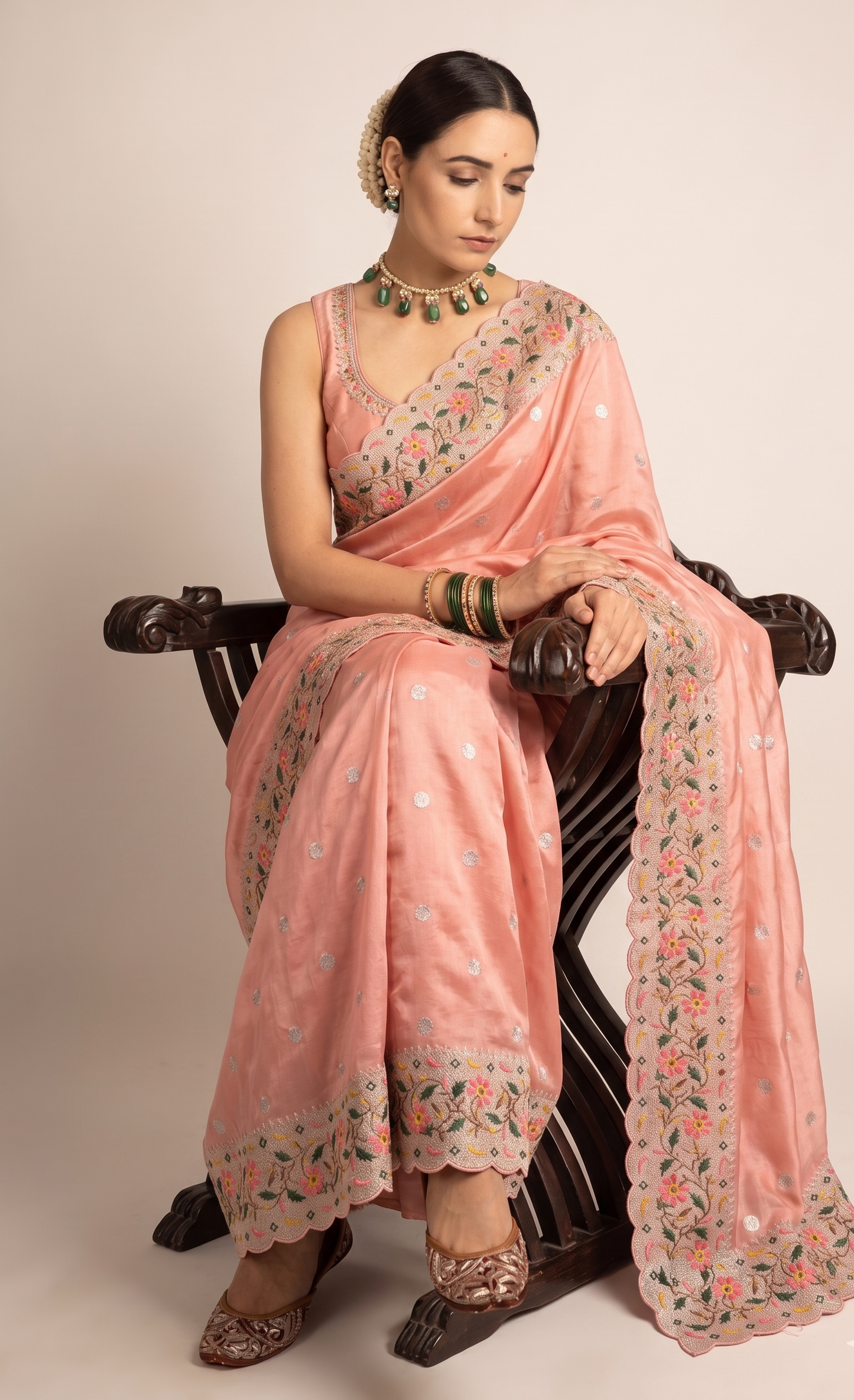 Floral Resham Embroidery On Pure Munga Silk · 24 Artisan Hours of work · The Shringar Edit