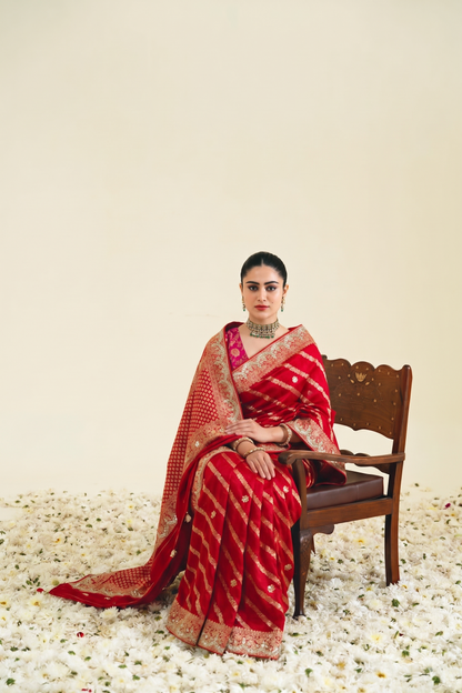 Zardozi Gotta Patti And Pearl On Khaddi Georgette Banarasi · 56 Artisan Hours of work · The Noor Edit